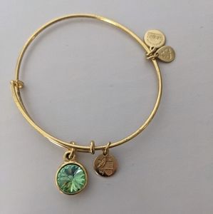 August Peridot and Gold Alex and Ani Bracelet